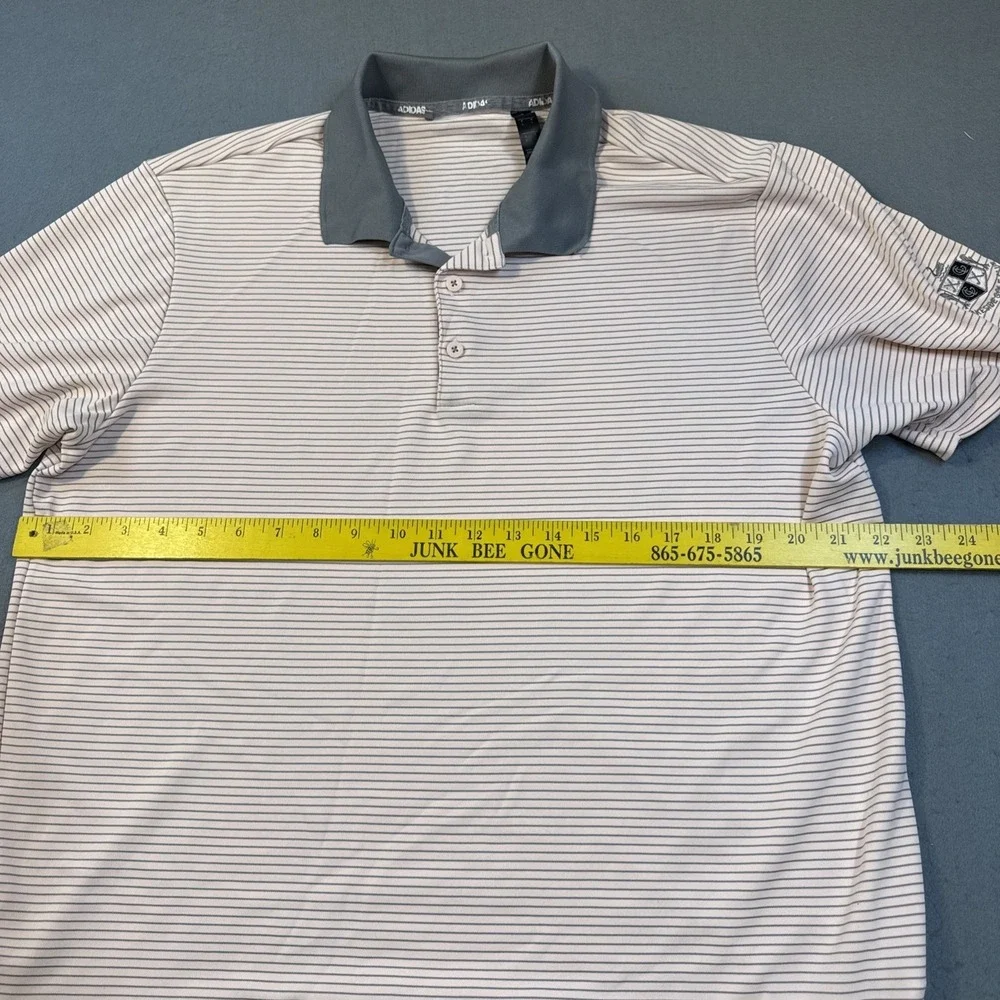 Adidas GOLF Polo Shirt Mens LARGE PINK GRAY STRIPE Short Sleeve Performance